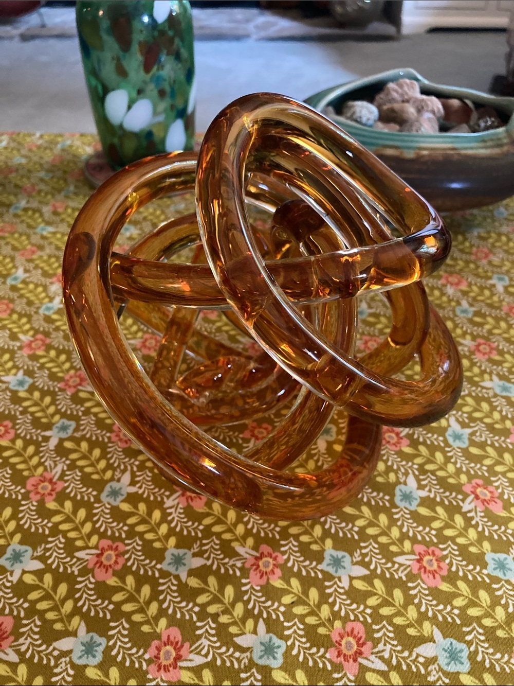 Amber Glass Knot Sculpture